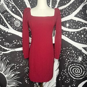 XS state Ruby red long sleeve glitter dress